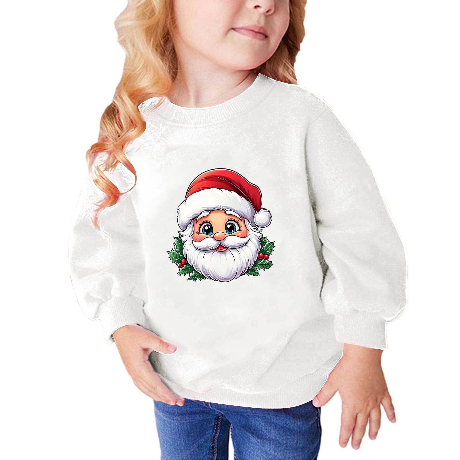 CLOISE Girls Sweatshirts Boys Toddler Christmas White Long Sleeve Crew ...