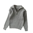 thumbnail image 1 of CLOISE Gray Sweaters Kids Youth Girls Boys Long Sleeve Collared Zip up Tops Solid Wool Casual Fashion Fall Winter Clothes 8T, 1 of 2