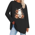 thumbnail image 1 of CLOISE Halloween Blouses for Women Funny Halloween Ghost Graphic Shirts Long Sleeve Crew Neck Drop Shoulder Blouses Flowy Tunic Oversized Tees Boo Holiday Clothes Winter Gift, 1 of 3
