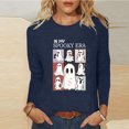 thumbnail image 1 of CLOISE Halloween Blouses for Women Funny Halloween Ghost Printed Tops Long Sleeve Scoop Neck Shirts Basic Tunic Comfy Blouses Spooky Season Outfits Gift, 1 of 4