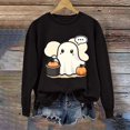 thumbnail image 1 of CLOISE Halloween Sweatshirts Women Fashion Ghost Print Oversized Sweatshirts Fall Long Sleeve Crew Neck Hoodies Shirts Loose Blouses Holiday Gift Outfits Black S Trick, 1 of 5