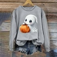 thumbnail image 1 of CLOISE Halloween Sweatshirts Women Fashion Ghost Print Pullover Sweatshirts Fall Long Sleeve Crew Neck Hoodies Shirts Casual Blouses Holiday Gift Clothes Gray XL Spooky, 1 of 5