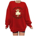 thumbnail image 1 of CLOISE Halloween Sweatshirts Women Fashion Ghost Print Pullover Sweatshirts Fall Long Sleeve Crew Neck Hoodies Shirts Comfy Drop Shoulder Blouses Holiday Gift Clothes Red 2XL Spooky, 1 of 3