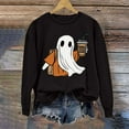 thumbnail image 1 of CLOISE Halloween Sweatshirts for Women Funny Ghost Graphic Pullover Sweatshirts Fall Long Sleeve Crewneck Hoodies Shirts Casual Blouses Holiday Party Outfits Black XL Treat, 1 of 5