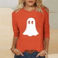 thumbnail image 1 of CLOISE Halloween Tops Women Fashion Halloween Ghost Print Blouses 3/4 Sleeve Crewneck Tees Basic Tunic Comfy Tops Boo Holiday Clothes Fall Gift, 1 of 5