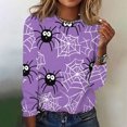 thumbnail image 1 of CLOISE Halloween Tops Women Fashion Halloween Spider Printed Tees Long Sleeve Round Neck Tops Basic Tunic Oversized Shirts Spooky Season Clothes Halloween Gift, 1 of 4