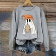 thumbnail image 1 of CLOISE Halloween Women Sweatshirt Trendy Ghost Graphic Oversized Sweatshirts Fall Long Sleeve Round Neck Hoodies Shirts Tunic Tees Halloween Gift Outfits Gray XS Boo, 1 of 5