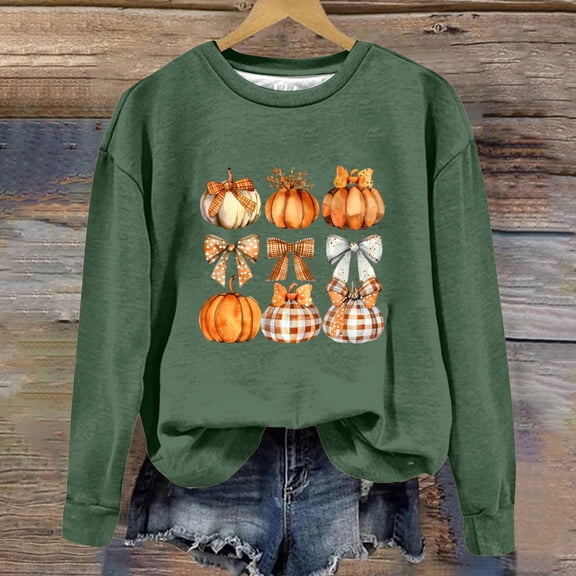 CLOISE Halloween Women Sweatshirt Trendy Pumpkin Graphic Pullover Sweatshirts Fall Long Sleeve Round Neck Hoodies Shirts Soft Tees Halloween Gift Clothes Green L Boo