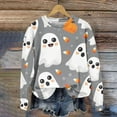 thumbnail image 1 of CLOISE Halloween Women's Sweatshirts Funny Ghost Graphic Oversized Sweatshirts Fall Long Sleeve Crewneck Hoodies Shirts Tunic Drop Shoulder Blouses Holiday Party Outfits Gray XL Treat, 1 of 4