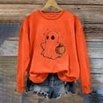 thumbnail image 1 of CLOISE Halloween Women's Sweatshirts Funny Ghost Graphic Pullover Sweatshirts Fall Long Sleeve Crewneck Hoodies Shirts Comfy Blouses Holiday Party Outfits Orange M Treat, 1 of 5