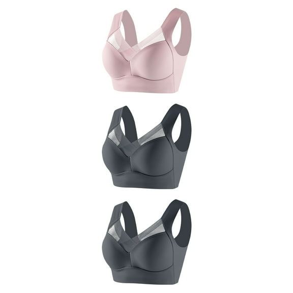 CLOISE High Impact Sports Bras for Women 3 Pack Padded High Impact Wireless Sports Bras High Support Seamless Bras Underarm Smoothing Push up Bras Full Coverage Everyday Bras Gray 2XL
