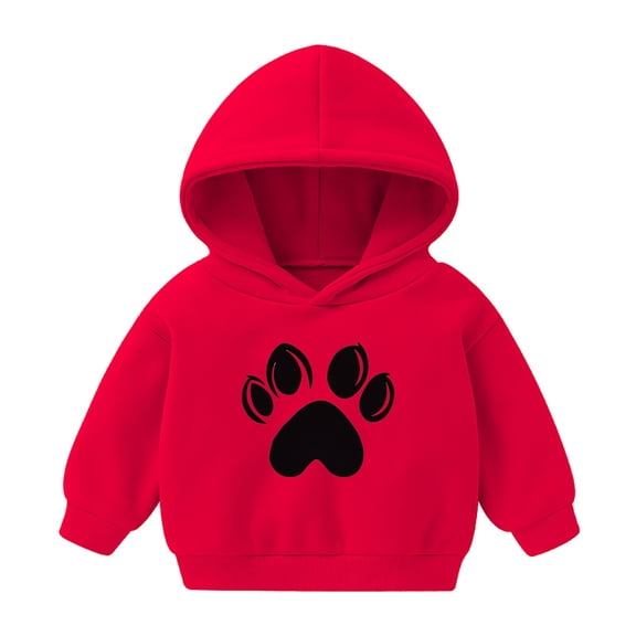 CLOISE Hoodie Kids Girls Boys Toddler Red Long Sleeve Hooded Sweatshirt Tops Heart Cotton Outfits Fall Winter Clothes Red 1-8T