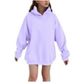 thumbnail image 1 of CLOISE Hoodies for Girls Kids Boys Toddler Purple Long Sleeve Hooded Sweatshirt Tops Solid Fleece Lined Thick Casual Fashion Fall Winter Clothes 2-13T, 1 of 8