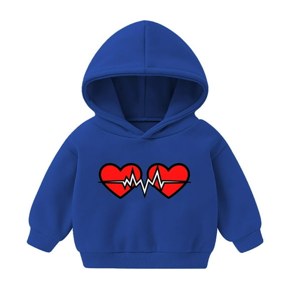 CLOISE Hoodies for Girls Boys Kids Long Sleeve Hooded Sweatshirt Tops Heart Cotton Outfits Fall Winter Clothes Blue 1-8T