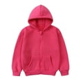 thumbnail image 1 of CLOISE Hoodies for Girls Kids Boys Youth Long Sleeve Hooded Zip up Sweatshirt Tops Solid Cotton Outfits Fall Winter Clothes Hot Pink 120, 1 of 2