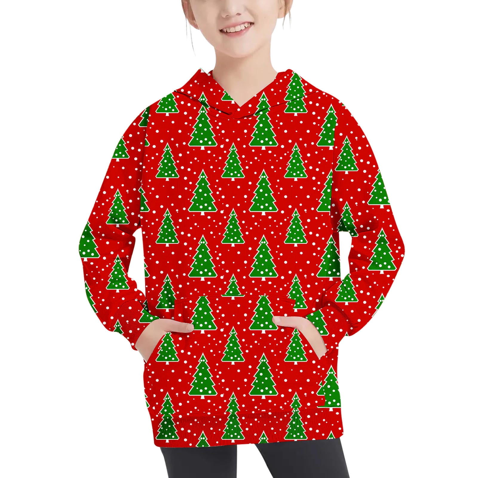 CLOISE Hoodies for Girls Youths Boys Christmas Long Sleeve Hooded Sweatshirt Tops Christmas Tree ...