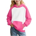 thumbnail image 1 of CLOISE Hoodies for Girls Youths Boys Long Sleeve Hooded Sweatshirt Tops with Pocket Color Block Casual Fashion Fall Winter Clothes Hot Pink 2-15T, 1 of 8