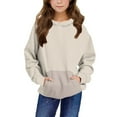 thumbnail image 1 of CLOISE Hoodies for Girls Youths Boys Long Sleeve Hooded Sweatshirt Tops with Pocket Color Block Casual Fashion Fall Winter Clothes Khaki 11T, 1 of 7