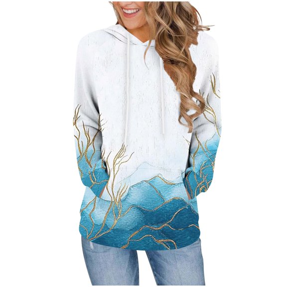 CLOISE Hoodies for Women Cute Sleeves Pockets Lightweight Sweatshirt Graphic Long Sleeve Pullover Fall Winter Clothes