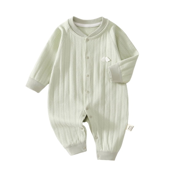 CLOISE Infant Bodysuit Winter Cotton Button Long Sleeve Solid Rompers Green 6 Months
