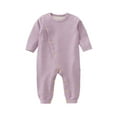 thumbnail image 1 of CLOISE Infant Bodysuits for Girls Fleece Cotton Button Long Sleeve Solid Rompers Purple 9-18 Months, 1 of 7