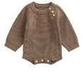 thumbnail image 1 of CLOISE Infant One Piece Jumpsuit Button Long Sleeve Solid Bodysuit Coffee 12 Month, 1 of 2