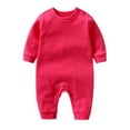thumbnail image 1 of CLOISE Infant One Piece Pajamas Cotton Button Long Sleeve Solid Bodysuit Red 3-18 Months, 1 of 3