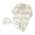 thumbnail image 1 of CLOISE Infant One Piece with Hat Button Long Sleeve Solid Bodysuit White 6 Months-3T, 1 of 3
