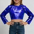 thumbnail image 1 of CLOISE Kids Girls Boys Long Sleeve T Shirts Sequin Tops Crewneck Party Pullover Solid Color Blouses Blue 8-9T, 1 of 6