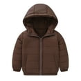 thumbnail image 1 of CLOISE Kids Puffer Jacket with Hood Short Pockets Snowsuit Snow Outwear Coffee 90-140, 1 of 6
