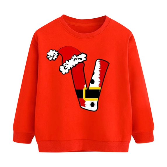 CLOISE Kids Shirts Girls Boys Christmas Red Long Sleeve Crew Neck Tops ...
