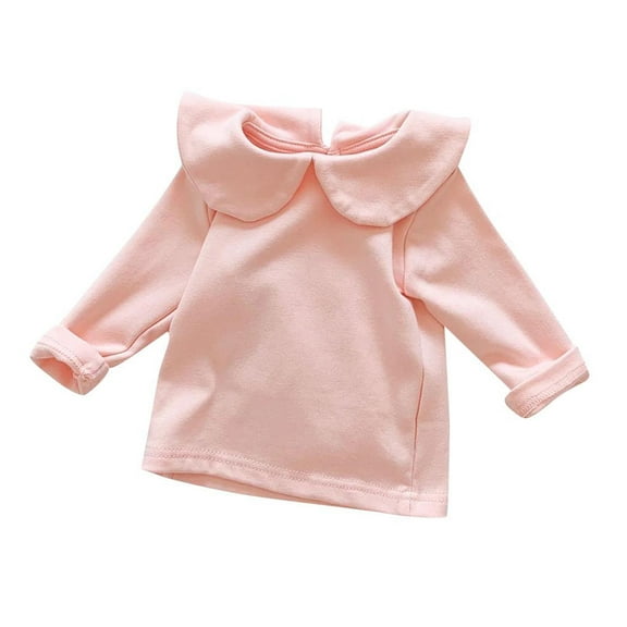 CLOISE Kids Shirts Girls Boys Infant Long Sleeve Crew Neck Tops Solid Cotton Outfits Fall Winter Clothes Pink 0Months