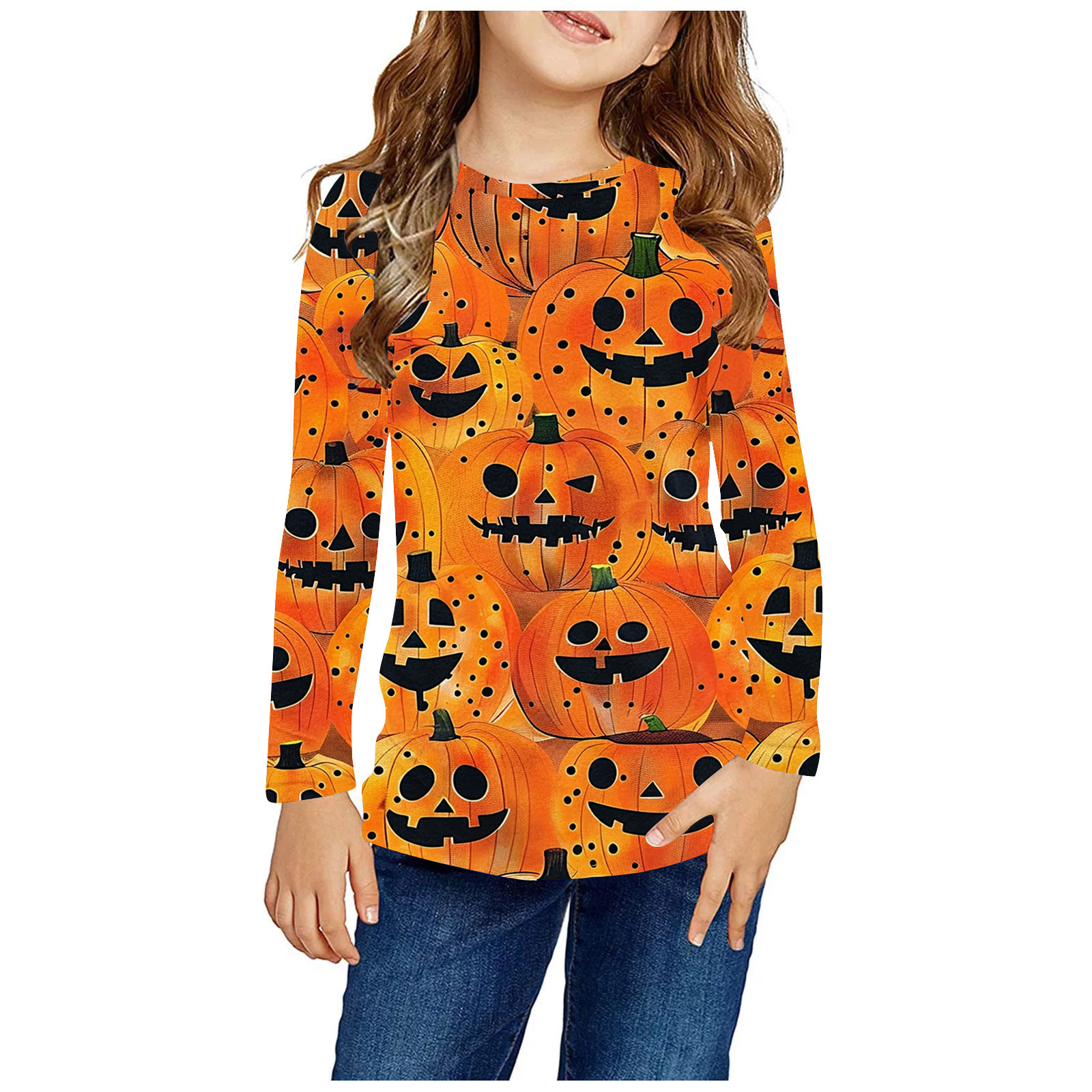 CLOISE Kids Shirts Girls Long Sleeve Boys Teen Halloween Crew Neck Tops ...