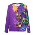 thumbnail image 1 of CLOISE Kids Shirts Girls Long Sleeve Boys Toddler Mardi Gras Purple Crew Neck Tops Print Casual Fashion Fall Winter Clothes 3-14T, 1 of 4