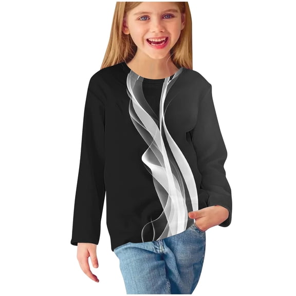 CLOISE Kids Shirts Long Sleeve Boys Girls Youth Crew Neck Tops Print Casual Fashion Fall Winter Clothes Multicolor 160