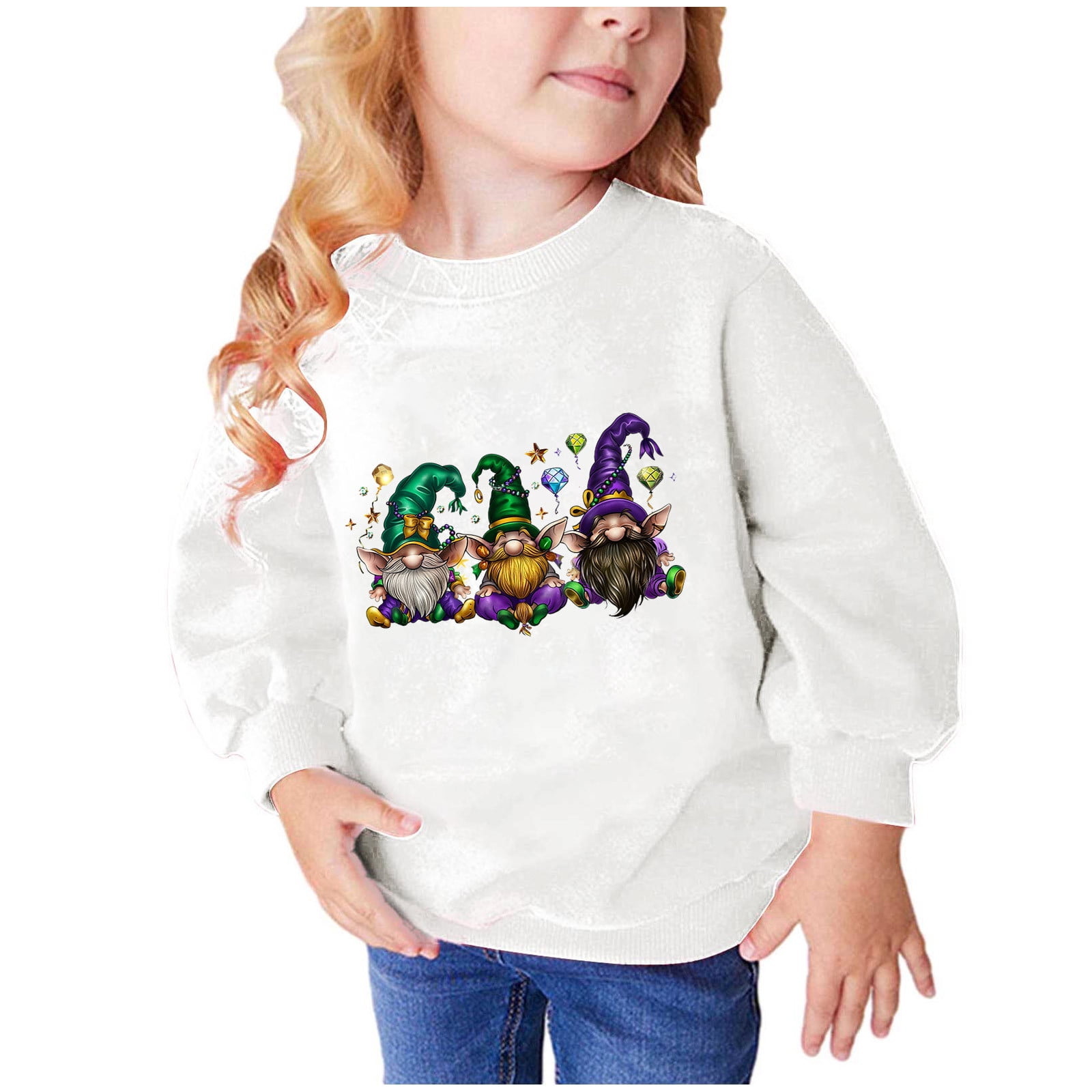 CLOISE Kids Sweatshirt Youth Boys Mardi Gras White Long Sleeve Crew ...