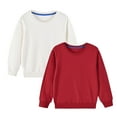 thumbnail image 1 of CLOISE Kids Sweatshirts for Girls Boys Youth Red Long Sleeve Crew Neck 2 Packs Tops Solid Cotton Outfits Fall Winter Clothes Red 2-10T, 1 of 7