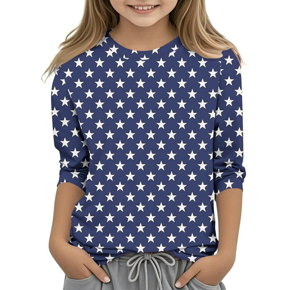 CLOISE Kids T Shirts 3/4 Sleeve Boys Girls Teen Crew Neck Tops Polka Dot Outfits Fall Winter Clothes Multicolor 140