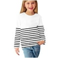 thumbnail image 1 of CLOISE Kids White T Shirt Boy Girls Toddler White Long Sleeve Crew Neck Tops Striped Casual Fashion Fall Winter Clothes 4T, 1 of 6