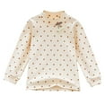 thumbnail image 1 of CLOISE Kids White T Shirt Boy Girls Youth Long Sleeve Crew Neck Base Tops Polka Dot Bow Casual Fashion Fall Winter Clothes Beige 3-10T, 1 of 6