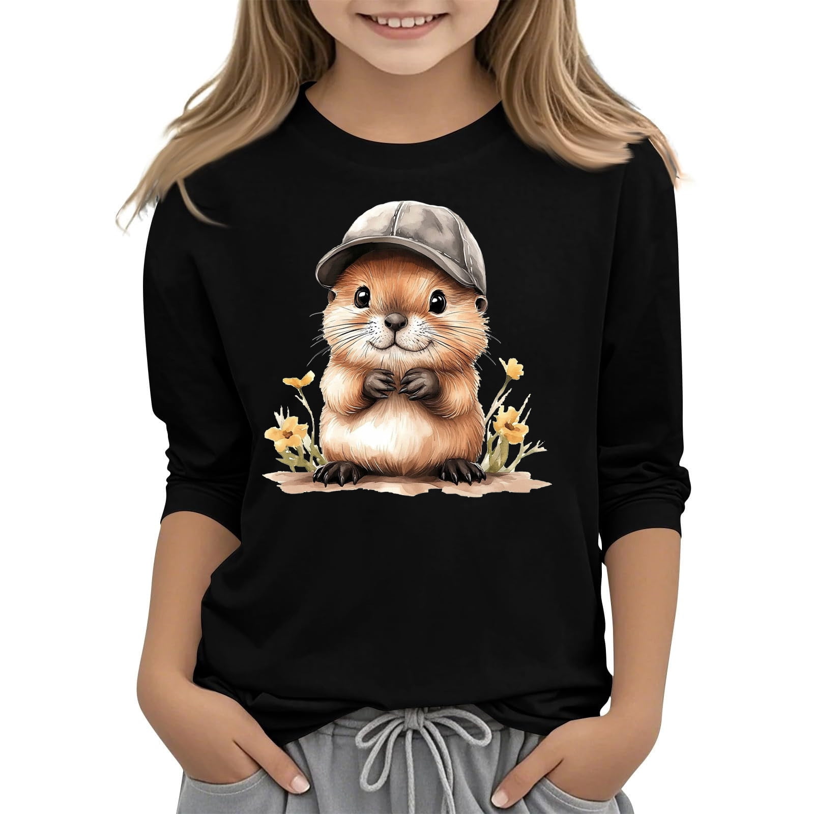 CLOISE Kids White T Shirt Girls Boys Teen Black 3/4 Sleeve Crew Neck ...