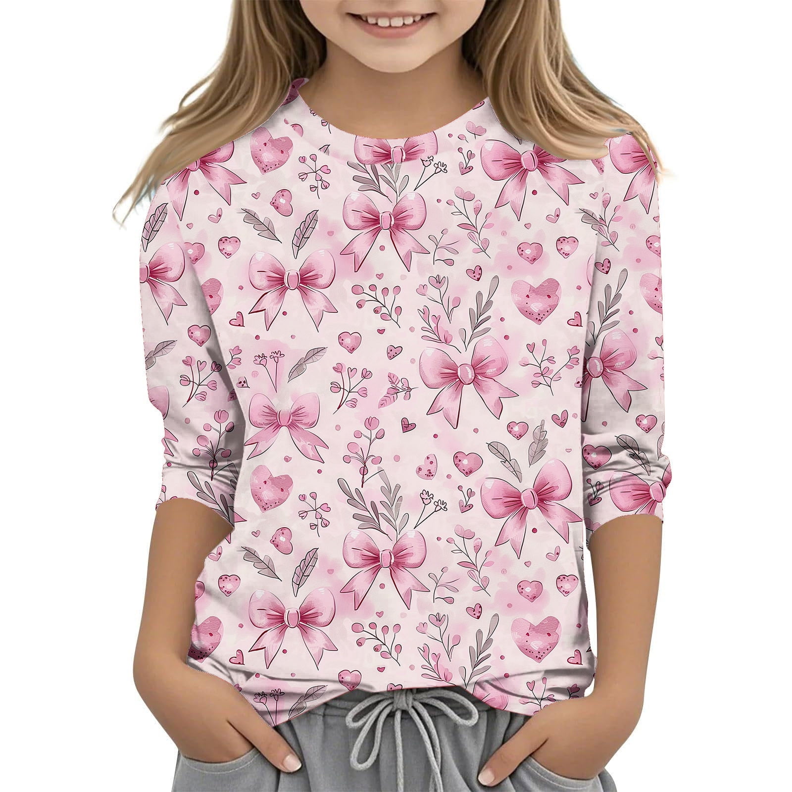 CLOISE Kids White T Shirt Girls Boys Youth 3/4 Sleeve Crew Neck Tops ...