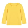 thumbnail image 1 of CLOISE Kids White T Shirt Girls Boys Youth Long Sleeve Crew Neck Tops Solid Cotton Casual Fashion Fall Winter Clothes Yellow 160, 1 of 2