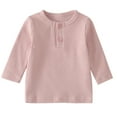 thumbnail image 1 of CLOISE Kids White T Shirt Long Sleeve Girl Boys Toddler Crew Neck Tops Solid Ribbed Knit Outfits Fall Winter Clothes Pink 2T, 1 of 7