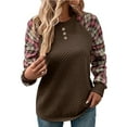 thumbnail image 1 of CLOISE Ladies Sweatshirts Long Sleeve Pockets Plus Size Lightweight Crew Neck Tops Color Block Pullover Casual Clothes, 1 of 8