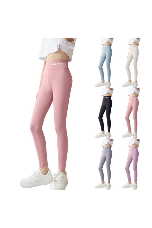 Leggings for Boys Girls Full Length Tights Stretchy Skinny Workout Pants Solid Seamless High Waist Yoga Bottoms