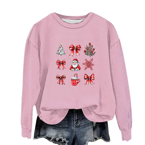 CLOISE Lightweight Sweatshirts for Boys Girls Kid Christmas Crew Neck Tops Graphic Long Sleeve Pullover Cute Clothes