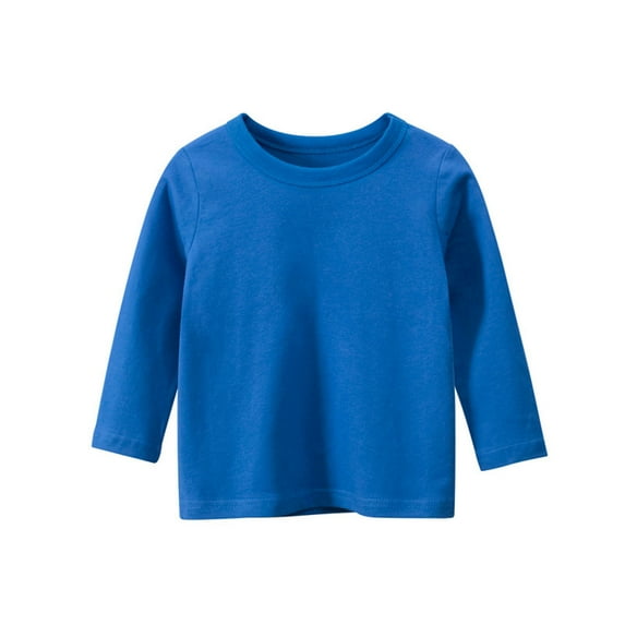 CLOISE Long Sleeve Basic Tops for Boys Girls Kids Crew Neck Shirt Solid Color Pullover Cotton Casual Vacation Clothes