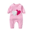 thumbnail image 1 of CLOISE Long Sleeve Bodysuit Boy Cotton Button Long Sleeve Hearts Printed Rompers Pink 3-18 Months, 1 of 3