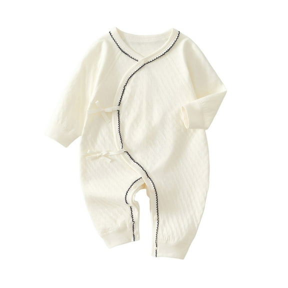 CLOISE Long Sleeve Bodysuit Boy Cotton Button Long Sleeve Solid Rompers White 6 Months